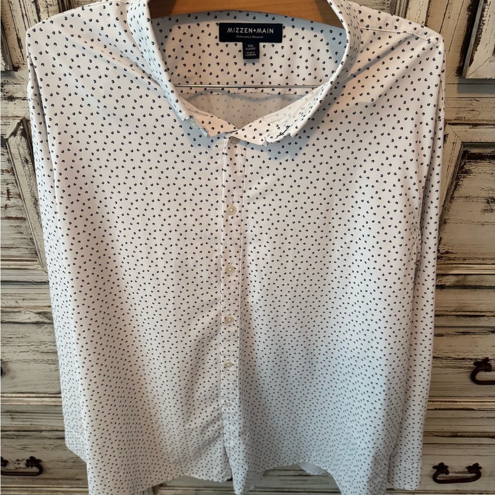 Mizzen+Main Leeward White and Blue Patterned Men's Shirt